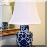 DL11. Blue and white ceramic lamp. 23”h 